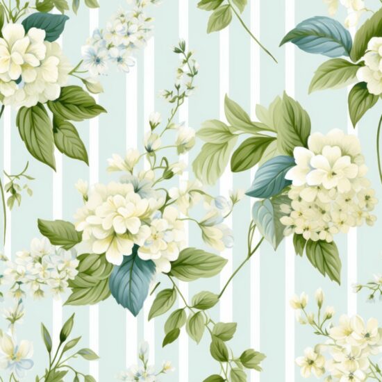 Floral Watercolor Stripes Seamless Pattern