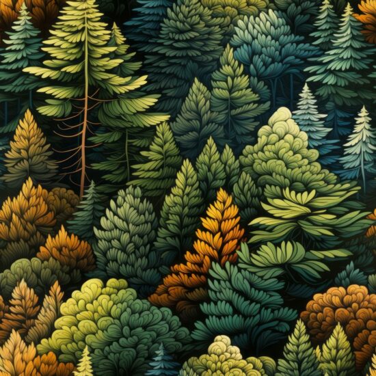 Forest Linocut Gradient Seamless Pattern