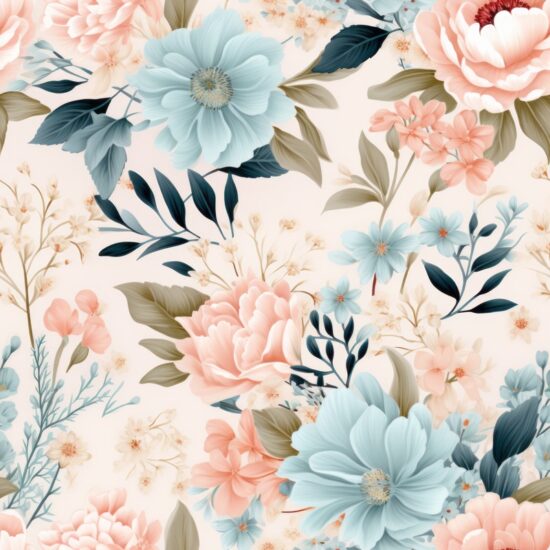 French Cottage Blooms Seamless Pattern