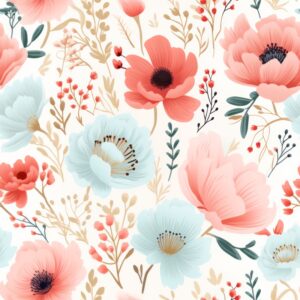 French Cottage Blooms Seamless Pattern