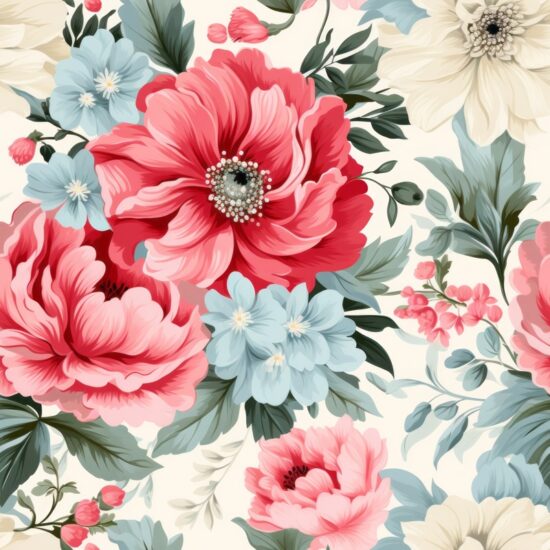 French Cottage Dahlia Charm Seamless Pattern