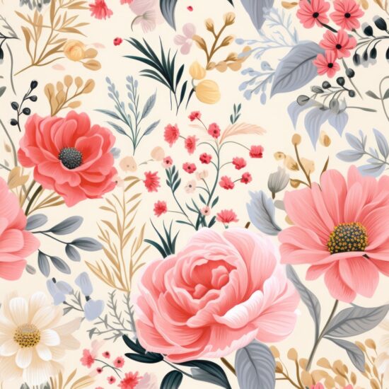 French Cottage Floral Bliss Seamless Pattern