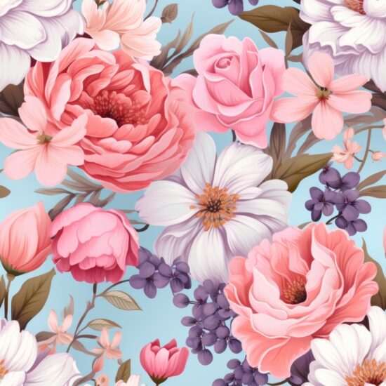 French Cottage Floral Blossom Seamless Pattern
