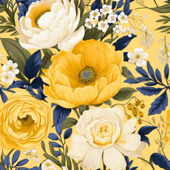 French Cottage Floral Wallpaper Seamless Pattern