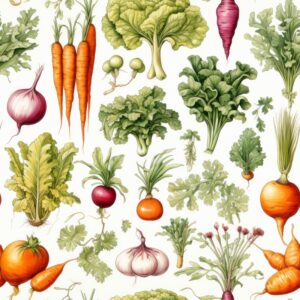Fresh Harvest: Watercolor Vegetable Illustrations Seamless Pattern