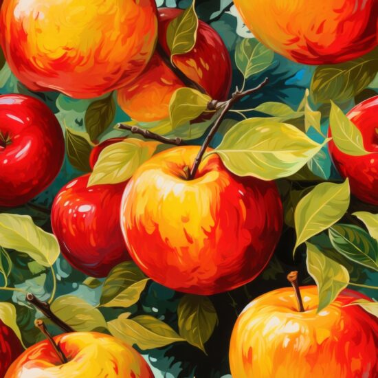 Fruit Fusion: Oil Paint Apple Delight Seamless Pattern
