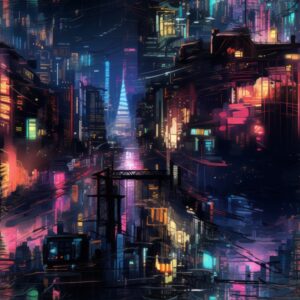 Futuristic Cityscapes - Neon Metropolis Seamless Pattern