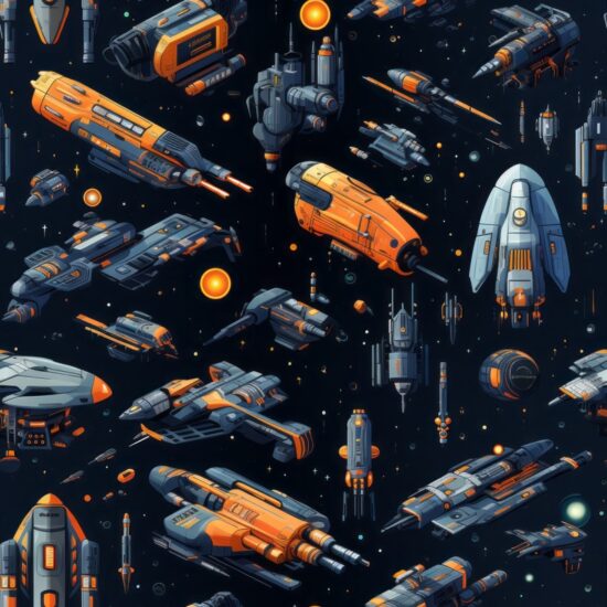 Galactic Adventure: Sci-fi Spaceships Pattern Seamless Pattern