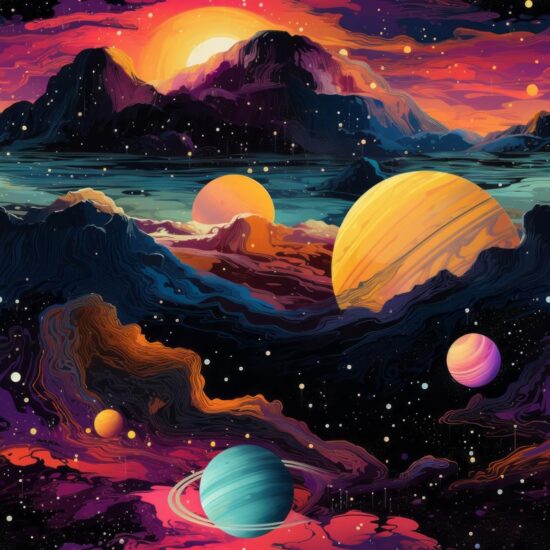 Galactic Dream: Cosmic Wonderland of Infinite Space Seamless Pattern