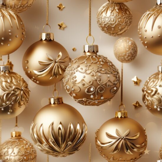 Gilded Christmas Ornaments Sparkling Accents Seamless Pattern