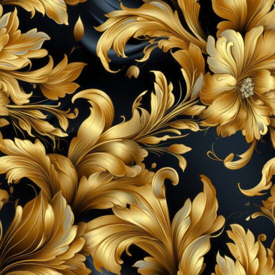 Glistening Golden Opulence Floral Accessory Seamless Pattern