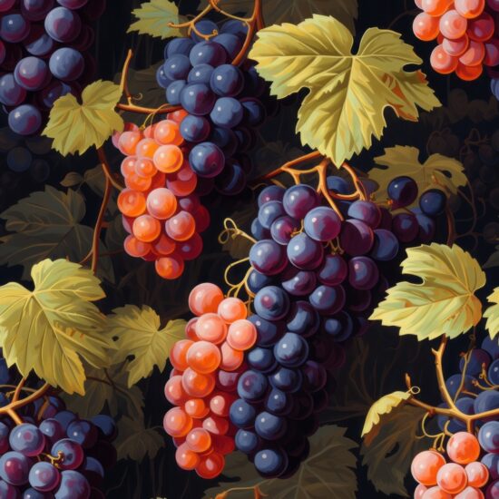 Glorious Grape Harvest: Artistic Food Pattern Seamless Pattern