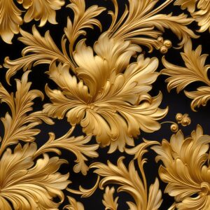 Golden Elegance: Luxurious Floral Motifs Digital Download Seamless Pattern