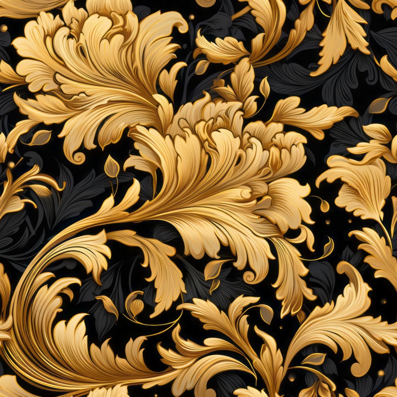 Golden Floral Elegance Seamless Pattern