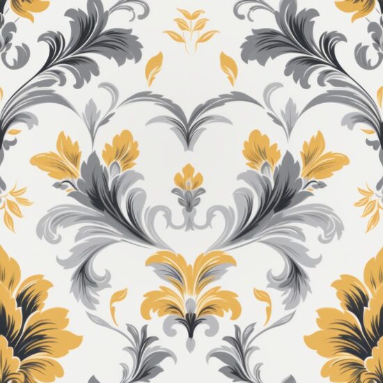 Golden Ink: Elegant Floral Damask Design Seamless Pattern