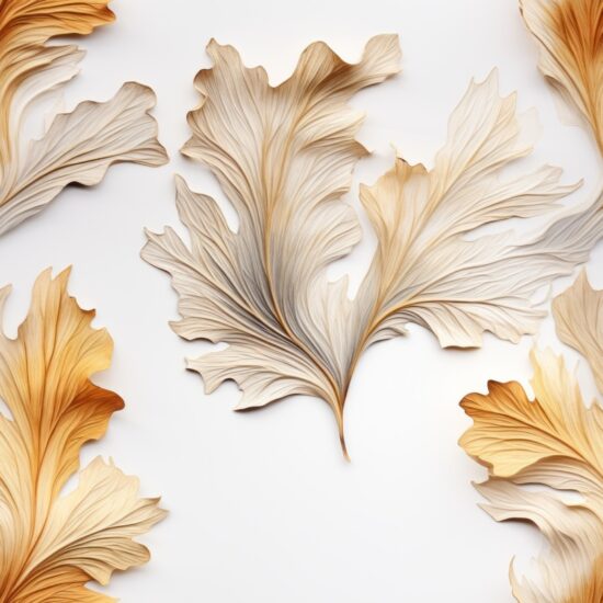 Golden Oak Leaves on Subtle Grey Seamless Pattern