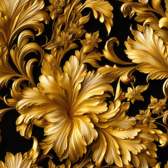 Golden Opulence Floral Accessory Design Seamless Pattern