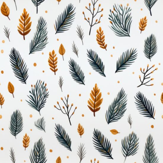 Golden Pine Delight - Watercolor Style Seamless Pattern