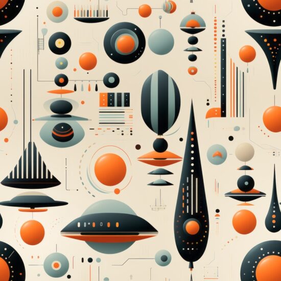 Googie Futurism Blending - Digital Illustrations Seamless Pattern