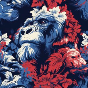 Gorilla Linocut Painting Pattern Seamless Pattern