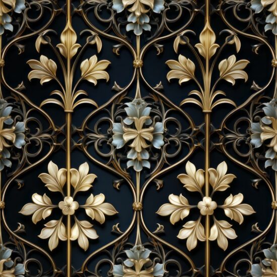 Gothic Filigree Bronze Chandelier Seamless Pattern