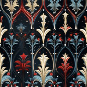 Gothic Floral Manuscript Design Seamless Pattern