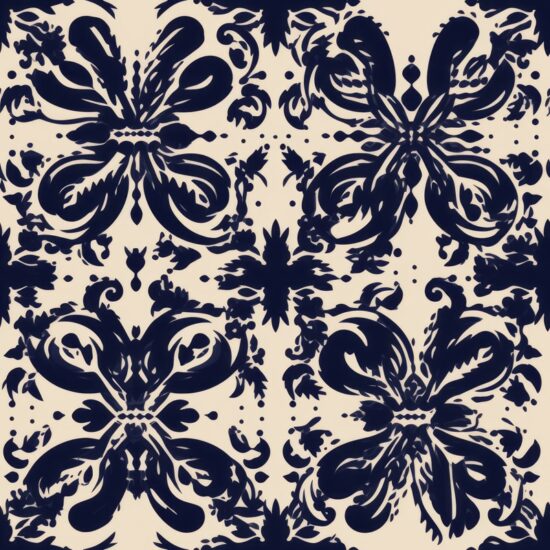 Gothic Linocut Floral Décor Seamless Pattern