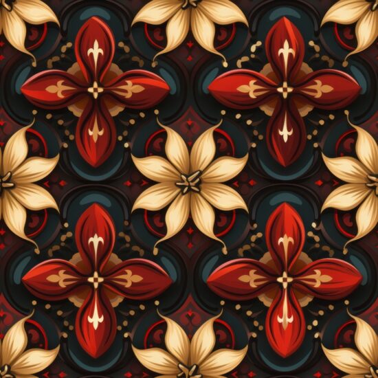 Gothic Renaissance Floral Illumination Seamless Pattern