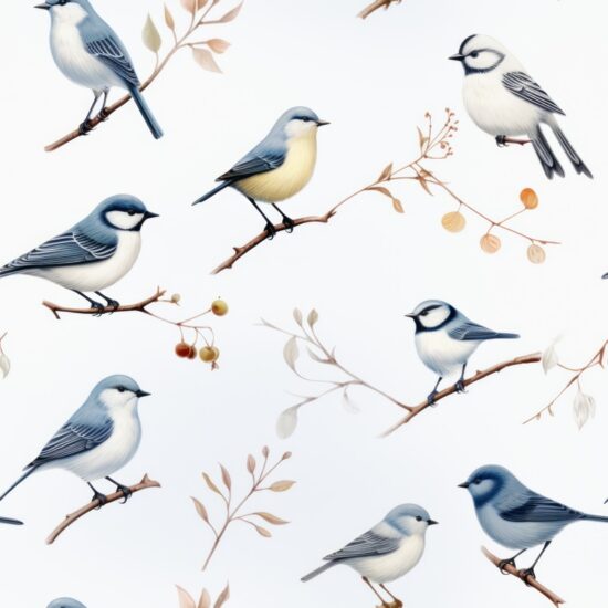 Graceful Avian Artistry: Pen and Ink Birds Seamless Pattern