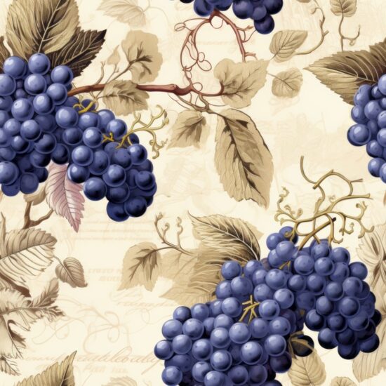 Grapevine Elegance: Calligraphic Fruit Pattern Seamless Pattern