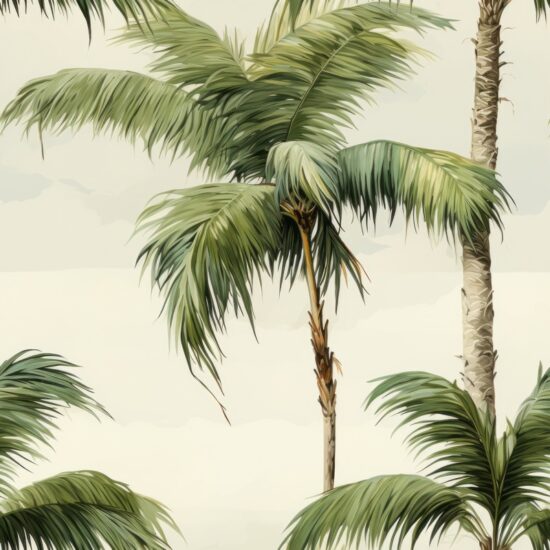 Green Palm Serenity: Minimalistic Tropical Delight Seamless Pattern