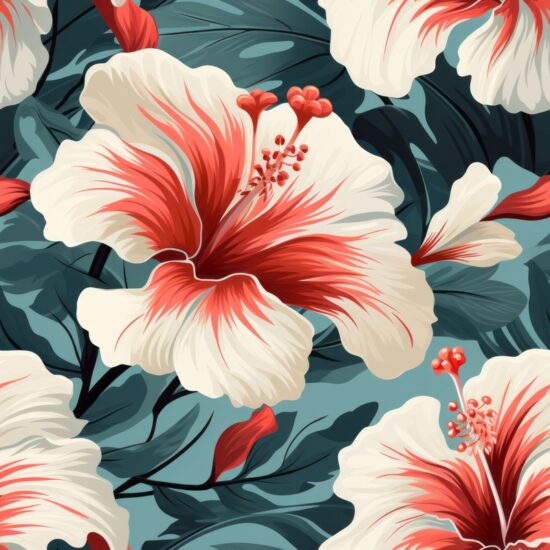 Hibiscus Subtle Blooms Seamless Pattern