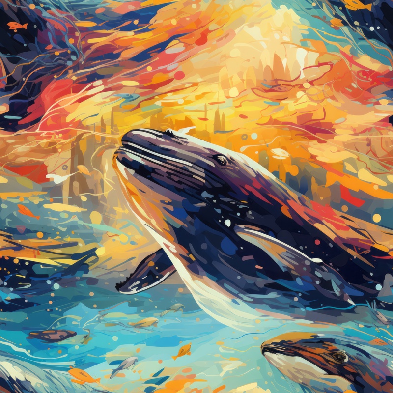 Humpback Whale Expressionist Art Pattern Seamless Pattern