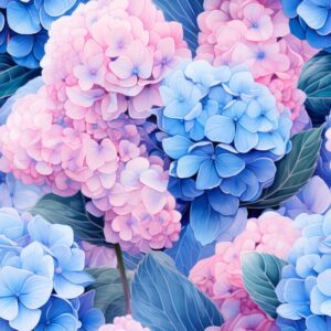 Hydrangea Oil Paint Blossom Seamless Pattern