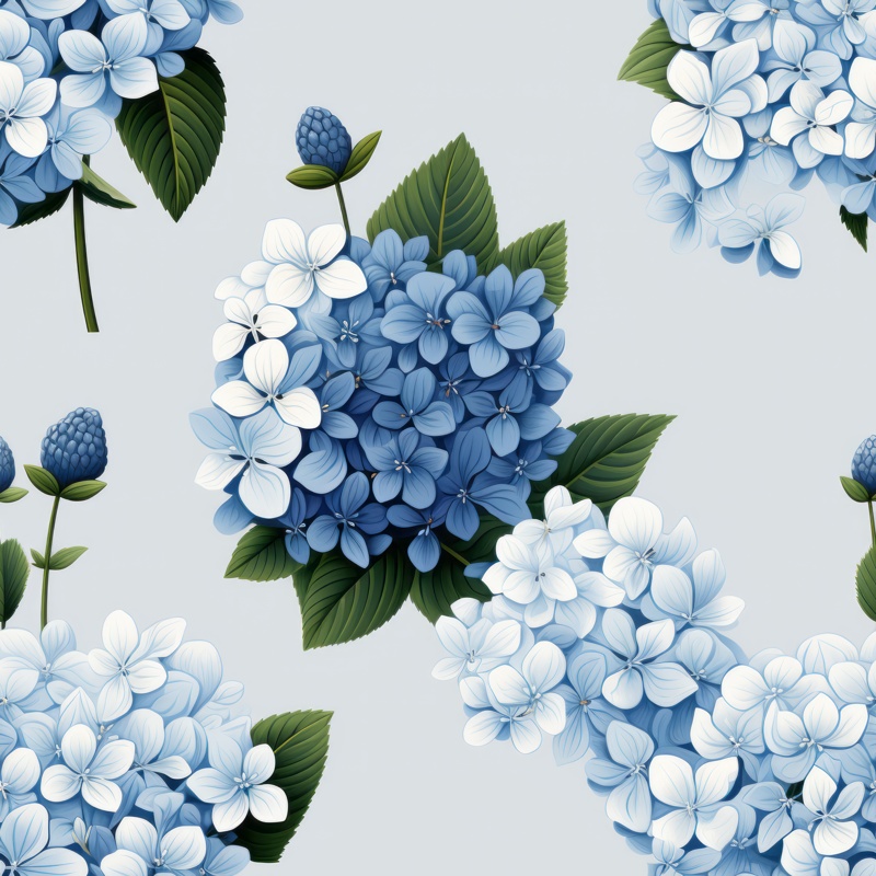 Hydrangea Zen Bloom Seamless Pattern