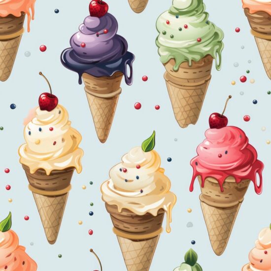 Ice Cream Calligraphy Delights Seamless Pattern