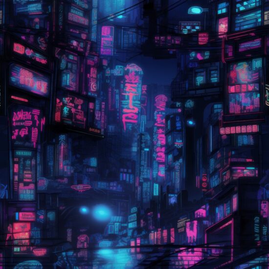 Illuminated Urban Nightscape: Neon Noir Seamless Pattern