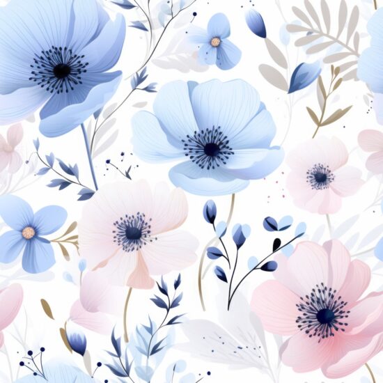 Illustrated Anemone Flower Delight Seamless Pattern