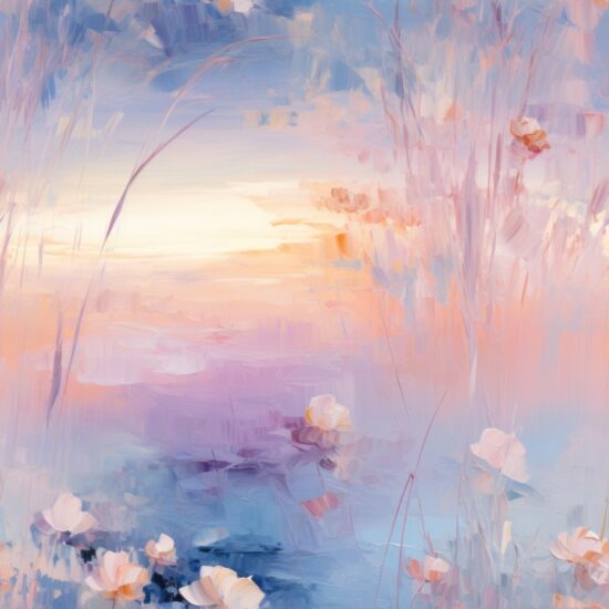Impressionism Painting - Soft Brushstrokes & Pastel Hues Seamless Pattern