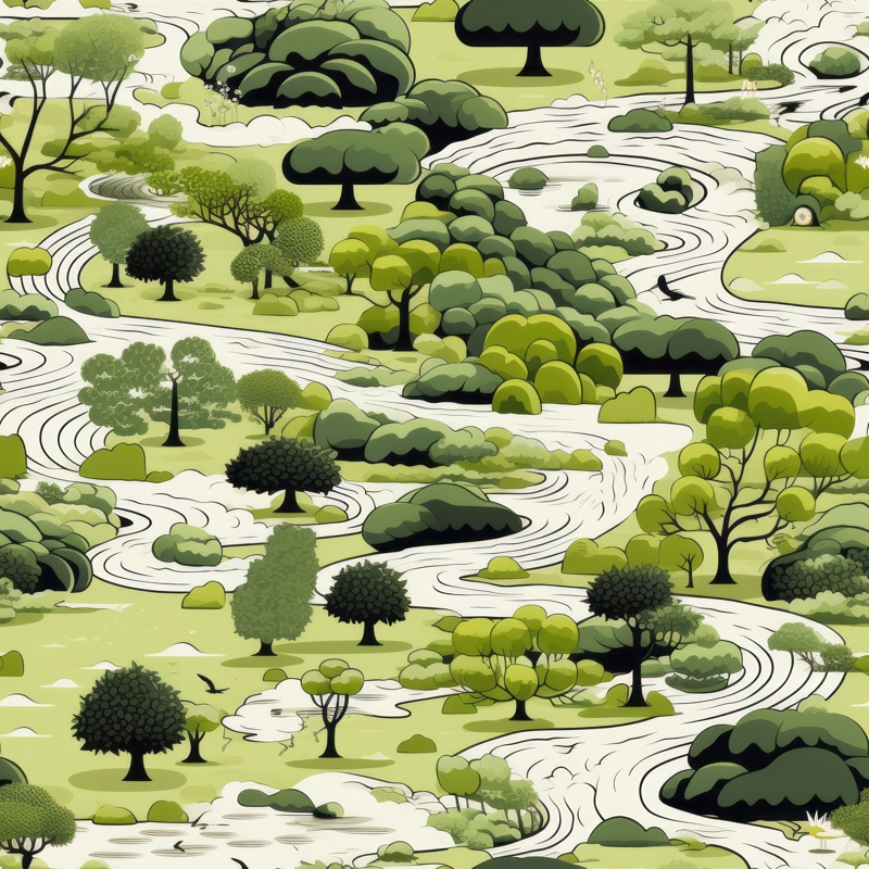 Japanese Garden Serenity Seamless Pattern