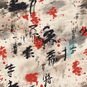 Japanese Ink Brush Art Painting Seamless Pattern