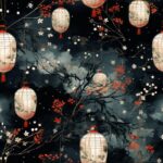 Japanese Lantern Elegance Seamless Pattern