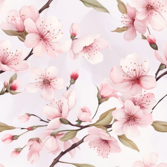 Japanese Watercolor Cherry Blossom Delight Seamless Pattern