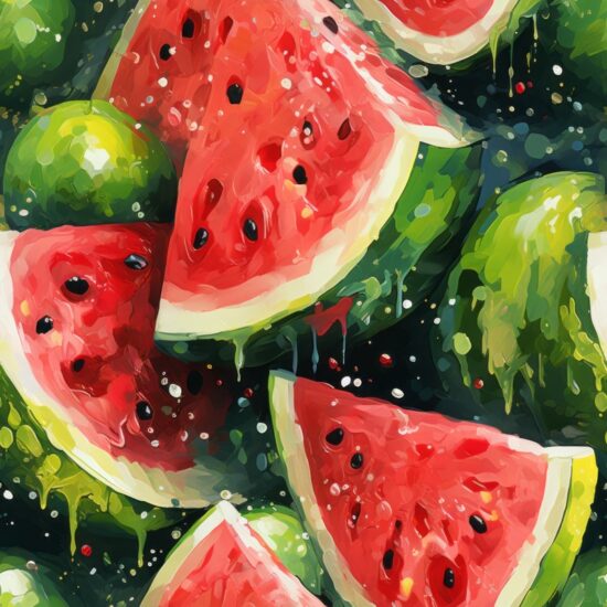Juicy Watermelon Oil Paint Pattern Seamless Pattern
