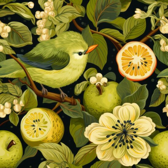 Kiwi Renaissance Art Painting Seamless Pattern