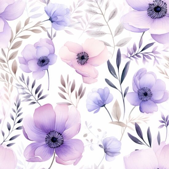 Lavender Blooms: Anemone Floral Delight Seamless Pattern