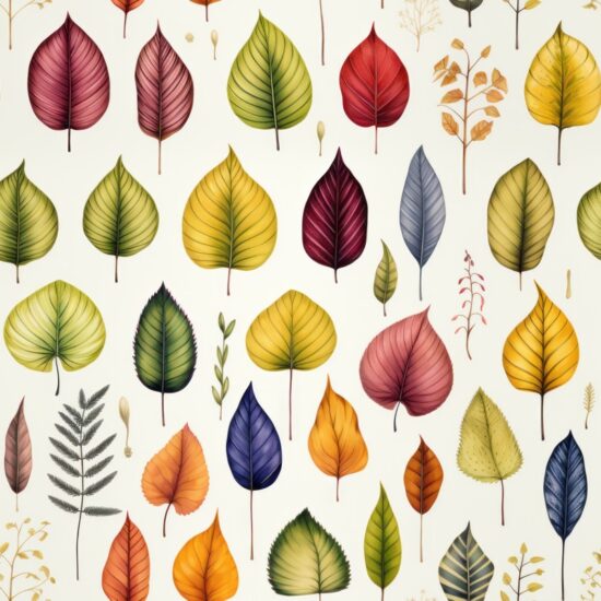 Leaf Haven: Digital Leaf Illustrations Collection Seamless Pattern