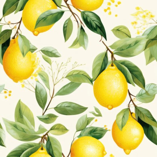 Lemon Burst Watercolor Fruit Pattern Seamless Pattern