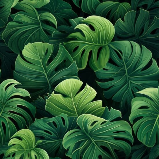 Lush Jungle Paradise: Monstera Leaf Gradient Seamless Pattern