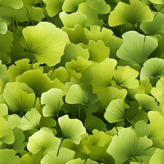 Lush Meadow Ginkgo Leaf Delight Seamless Pattern